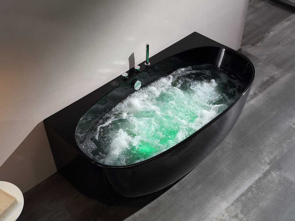 Baignoire massante en saillie - Borra - Noir brillant