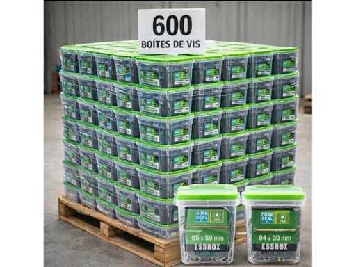 Palette mit 600 Kisten mit 200 Schrauben, zwei neue Modelle r