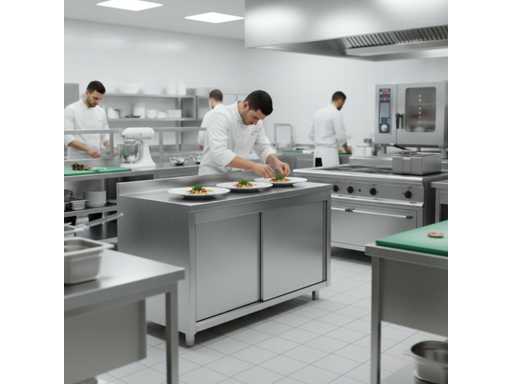 Horeca Material - Work Cabinet with Backsplash 1600 x 700 mm - Kitchen Element