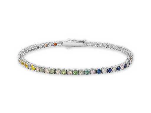 Brățară Magnifică de Lux Natural Multi Soft Color Sapphire 5,84 carate din aur alb 18k,