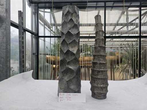 Set esclusivo di 2 vasi a design - 62 cm - Struttura in antracite