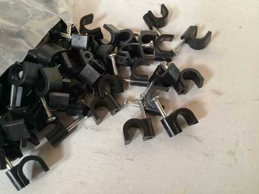 Cable clips black, 7mm round