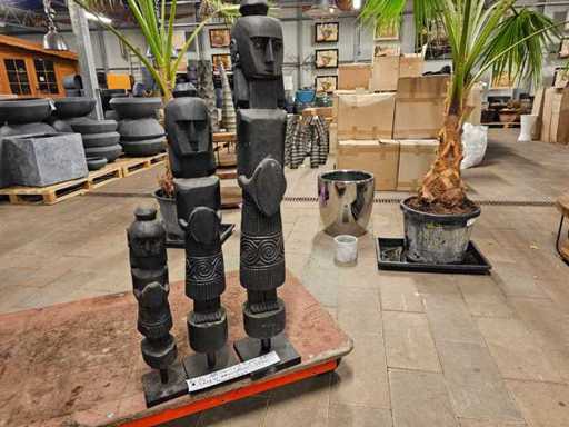 Exclusieve set van 3 Afrikaanse cultfiguren - Handgemaakte houten sculpturen