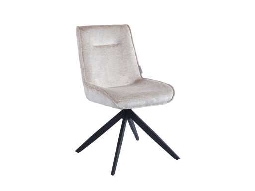 Colenis - Sedia da pranzo Brutus - Set di 6 - Beige - Tessuto Boucle - Gambe nere - Sedia