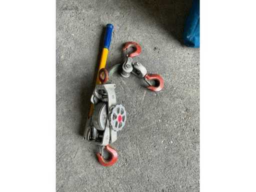 Manual lever cable grip with hooks – pulling device / manual hoist
