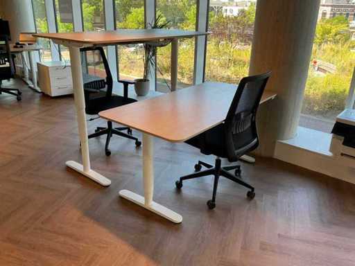 Ikea Bekant Elektrycznie regulowane biurko do siedzenia/stania z krzesłem biurkowym (2x)