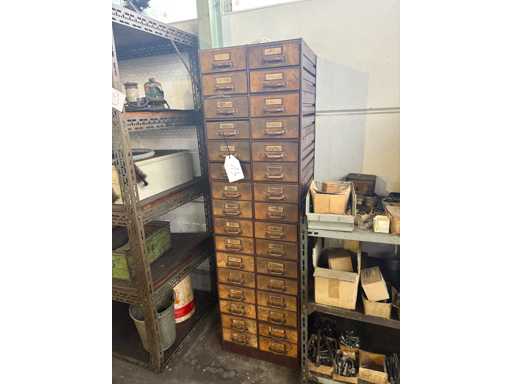   Wooden cabinet with contents