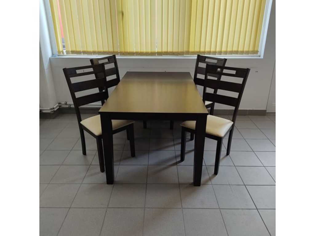 1x Grupa stołów Lilium Cappuccino - 4 sztuki foteli + 1 sztuka stołu - stół do salonu Zestaw stołów, zestaw jadalniany, stół jadalny, stół, krzesło, fotel, stół roboczy, stół restauracyjny, stół restauracyjny, stół do salonu, stół stołowy – Gastrodiskont