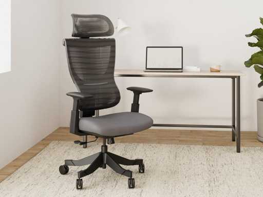 Bureaustoel ergonomische stoel compacte rugsteun 120° vergrendeling 360° rotatie (grijs)