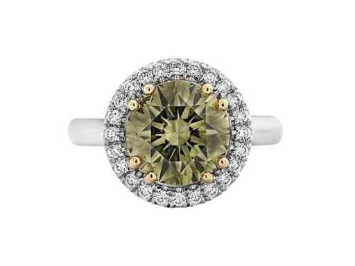 Hoher Schmuckring Natürlicher Diamant Fancy Greenish Yellowish Gray (Seltene Farbe) 3,24 Karat
