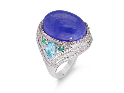 Diamante naturale smarald Tanzanit Topaz cu inel oval mare