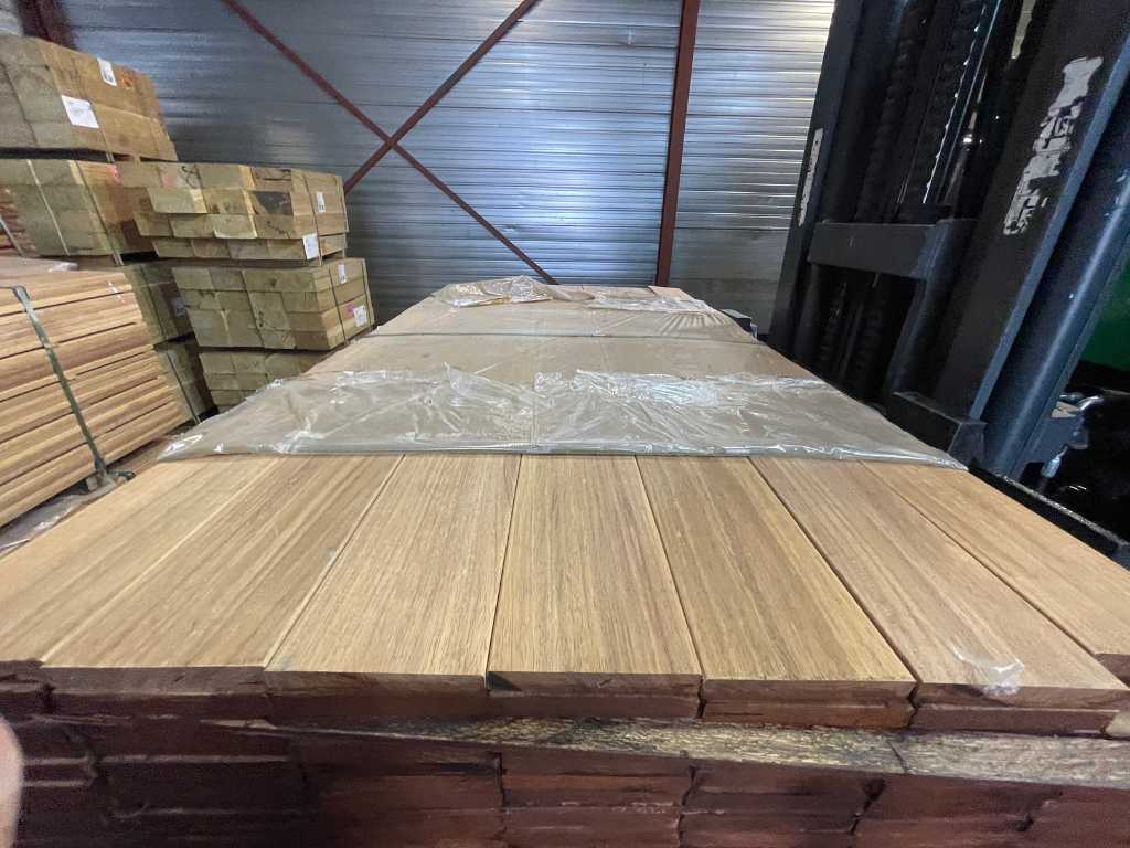 Guyana Teak hardhouten planken geschaafd 21x145mm, lengte 185cm (196x)