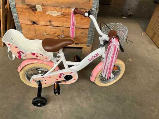 Vélo pour enfants Sjoef Dolly blanc/rose 12 pouces