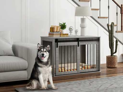 Cage pour Chien avec Porte Coulissante, Ventilation, Panneaux de Particules et Acier