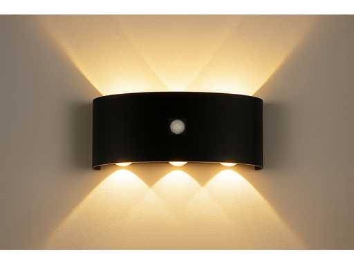 LED Wandlamp met Sebsor – SW-2310-3 – 6W – 3500K Warm Wit – Zwart – IP54 – Aluminium (x10)