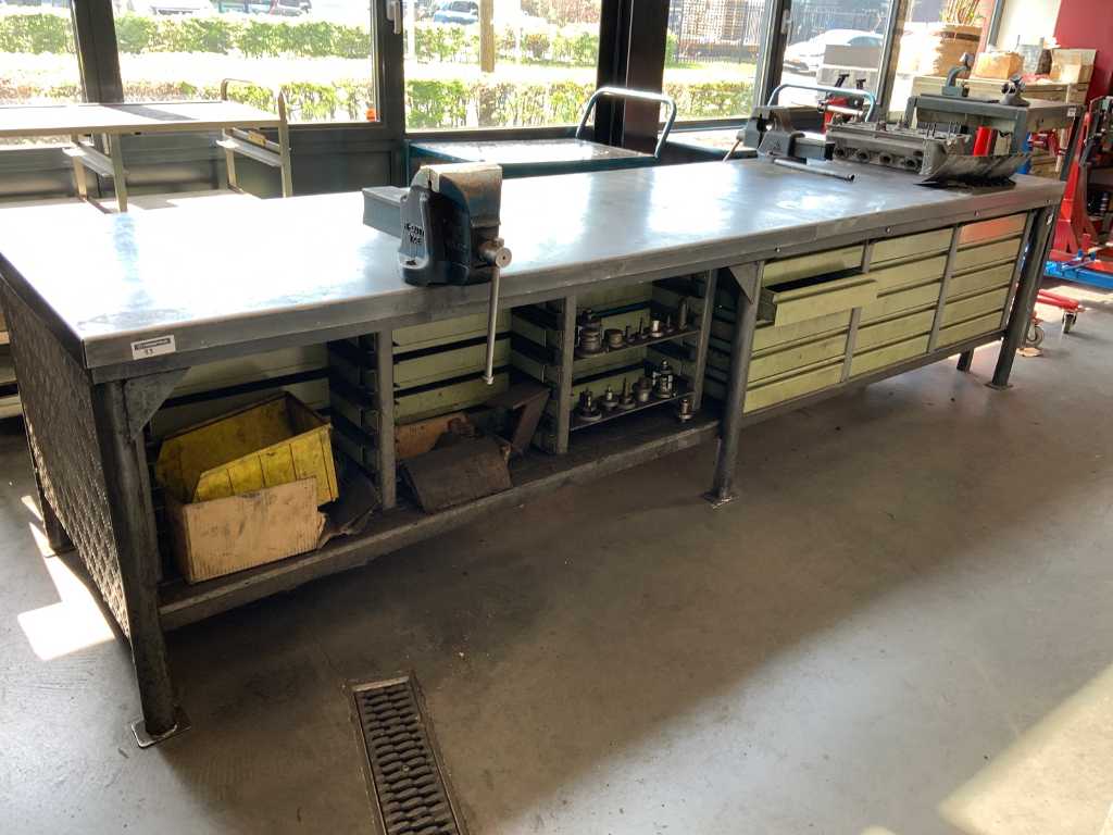 Workbench with stainless steel top