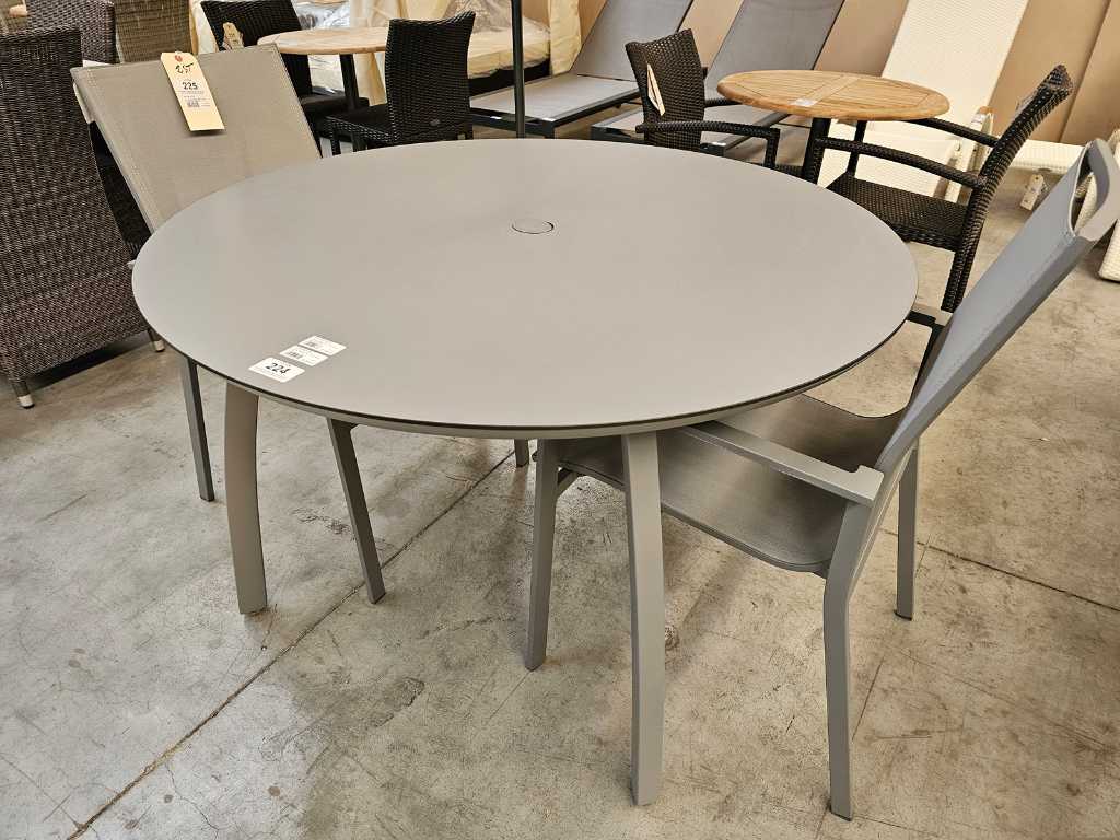 Grosfillex Sunset Table Dia 120cm Platinum Grey HPL Top