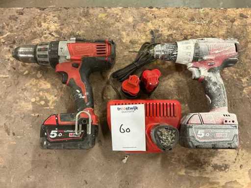 Milwaukee Accu boormachine (2x)