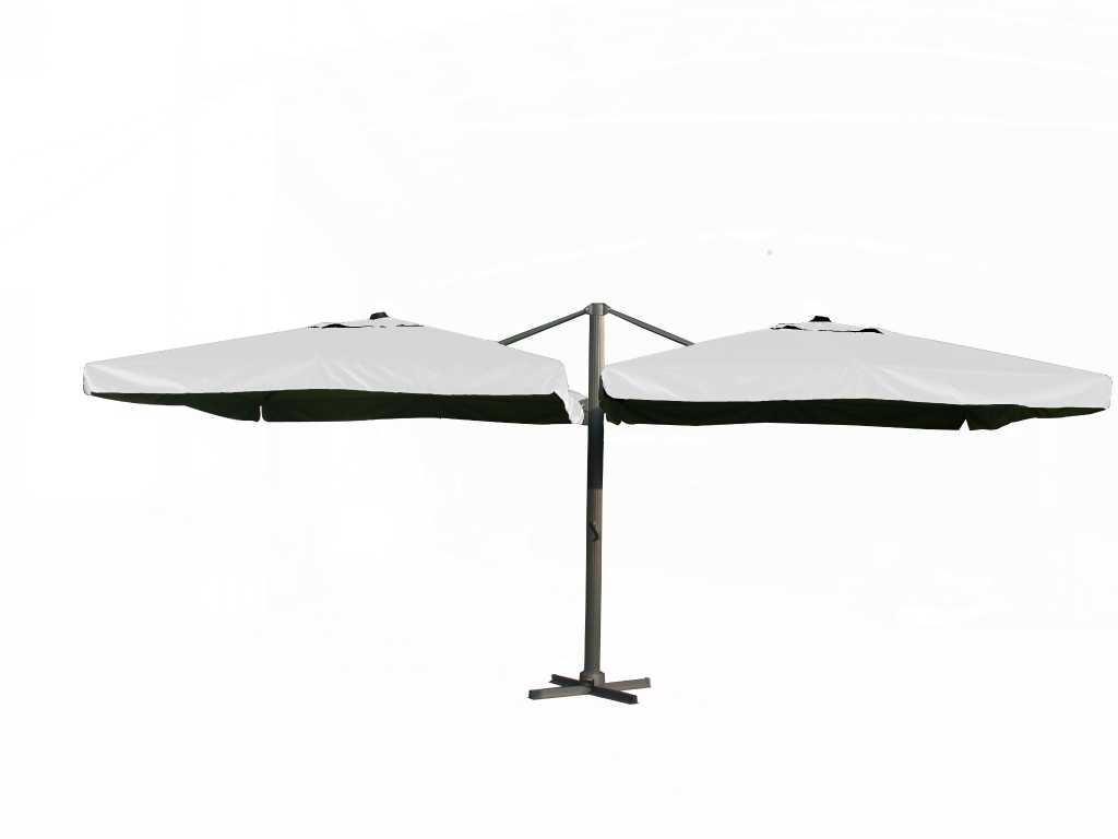 Umbrelă de soare dublă suspendată alb (2*300x400cm)
