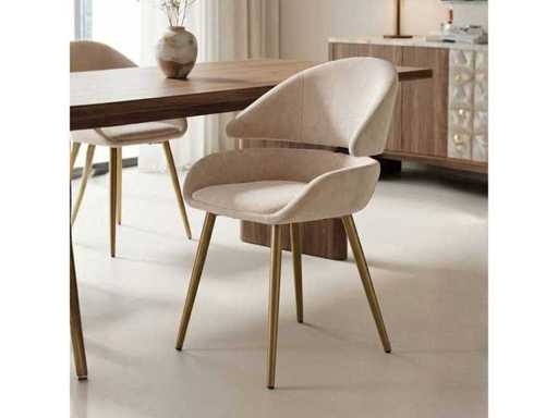 Set van 4 Eetkamerstoel Kuip met armleuning Beige