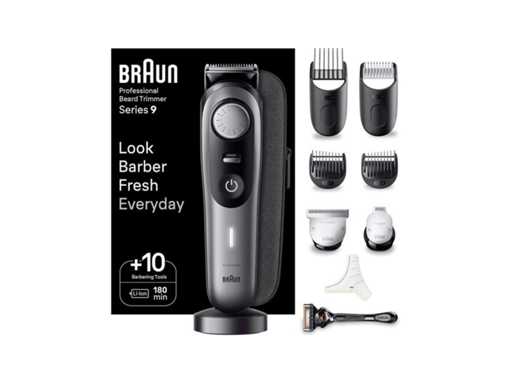 Braun BeardTrimmer Baardtrimmer Series 9 BT9420, Trimmer Met Kapperstools en 180 Minuten Gebruiksduur