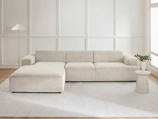 Canapé d'angle 4 places en velours côtelé Melva - Westwing Collection