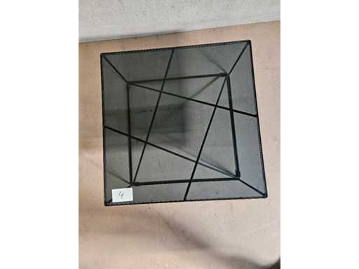coffee table black with glass plate 70x70cm