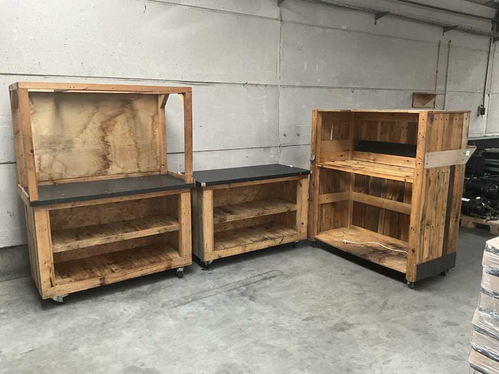 3-Piece Mobile Wooden Bar Setup