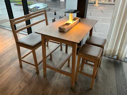 Hutten – Bartisch mit Bank und 2 Barhockern