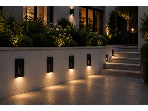 10 x LED Stair Lighting 3W – 3000K Warm White - Rectangle – Black – IP54 – YOGA-V1