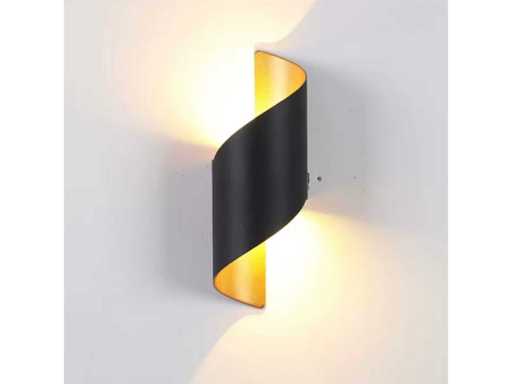 4 x LED Wandlamp – 6W – 3500K Neutraal Wit – IP54 – Zwart/Goud – SW-34