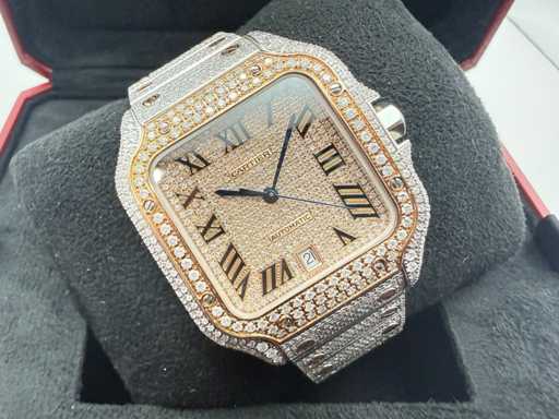Cartier Santos | WSSA0018 | Steel / Rose Gold | Full ICED out with natural diamonds | 2025