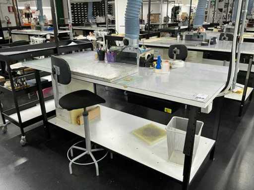 Werkbank uitgerust voor leerverwerking