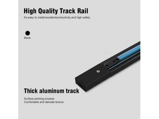 Rail monophasé – 1 m – Noir – AlumiNium – IP20 – Kit de montage inclus (x5)