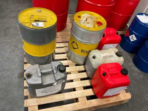 Palette avec divers lubrifiants