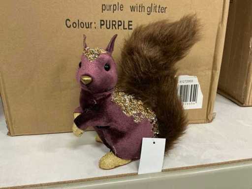 Batch Squirrel Christmas Deco violet avec paillettes H21cm (64x)
