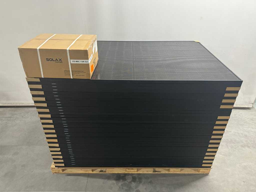zestaw 36 paneli fotowoltaicznych full black (420 wp) z inwerterem Solax 15.0 (3-fazowym)