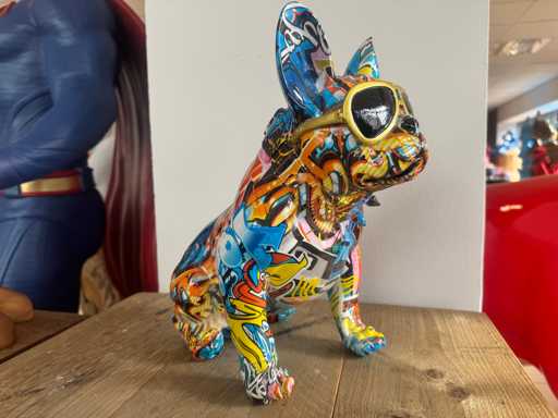Bulldog Zit Bril Graffiti H33cm