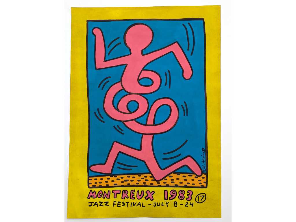 Marker drawing, Keith Haring (attributed to) dated 1983