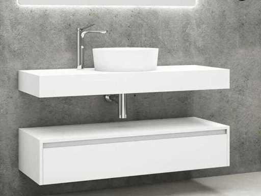 Modul de mobilier de baie 2 piese, 120 cm, alb mat