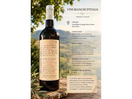 Lote de 24 botellas de vino blanco italiano – 14,5% vol.