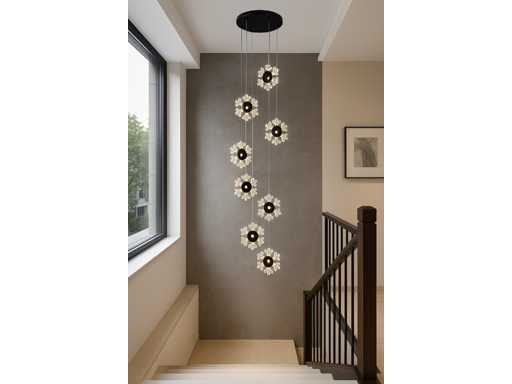 Lumière suspendue LED – B074/8 – 3000K – Blanc chaud – Ø400 mm – Hauteur réglable – Argent 