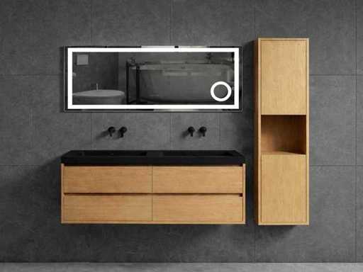 Zestaw mebli łazienkowych Mawialux 120 cm z szafką wiszącą – dąb