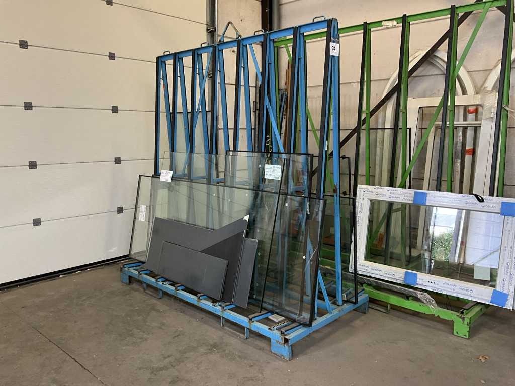 Double-sided metal glass/plate trestle with contents