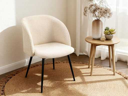 Eetkamerstoelen in krulwol-effect stof (x4)