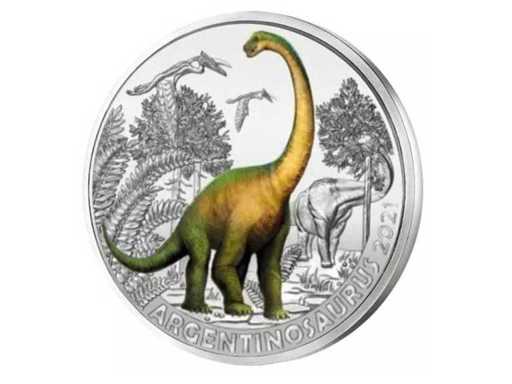 Tiertaler „Supersaurier“ – Argentinosaurus 3 Euro Österreich 2021 – handgehoben