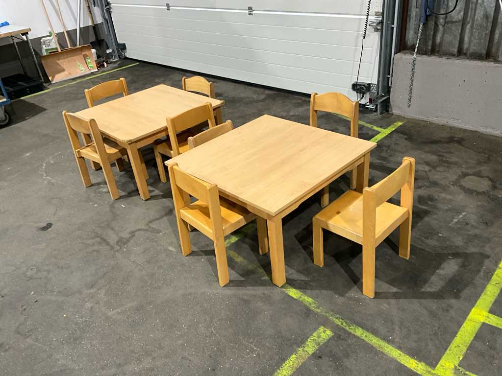 Tables and armchairs