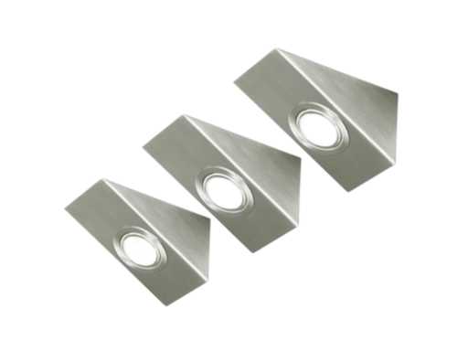Onderbouw verlichting set van 3 spotjes RVS