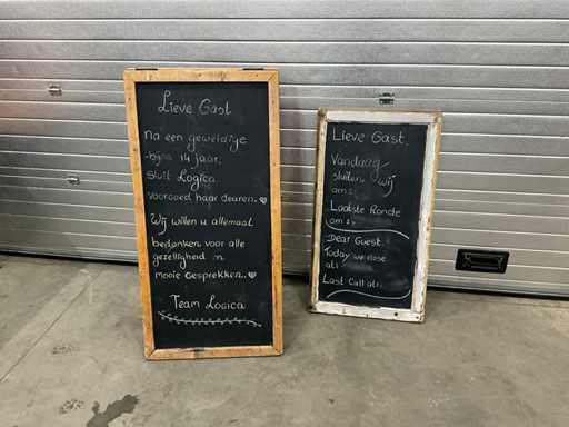 Chalkboard and sidewalk sign