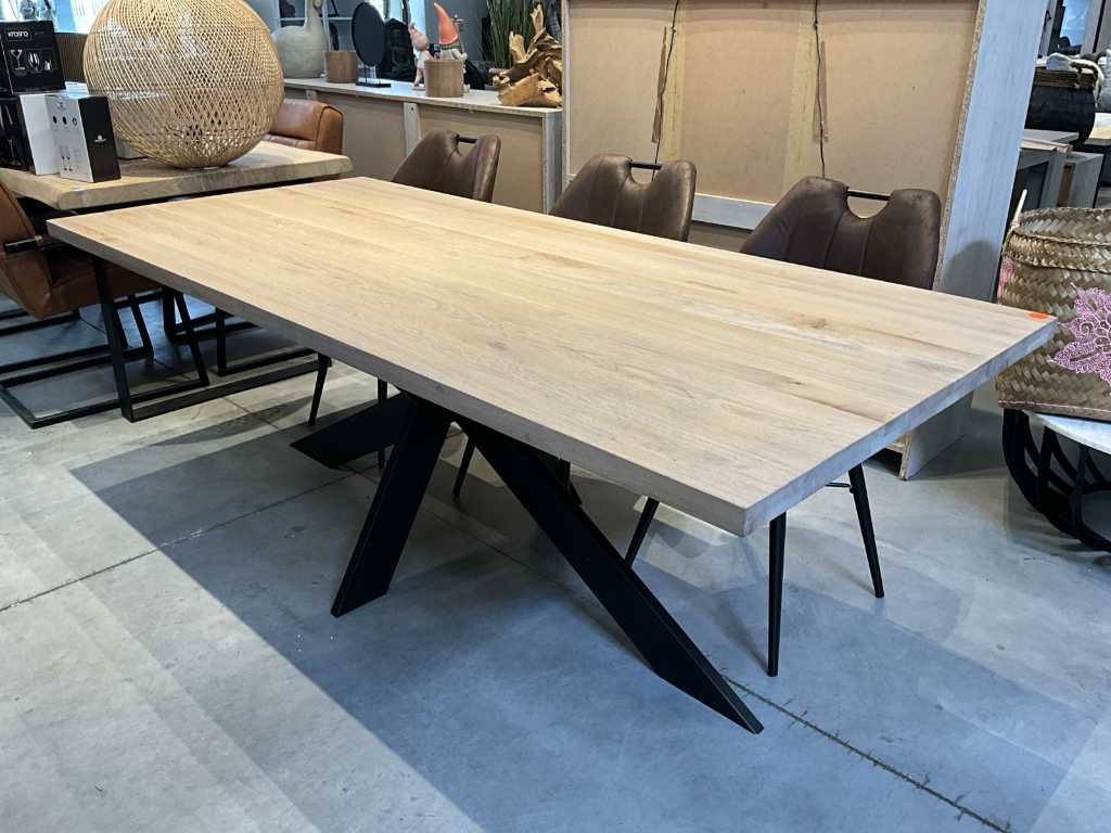 Solid oak dining room table